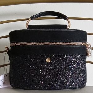 LC Lauren Conrad Black Glitter Cosmetic Bag